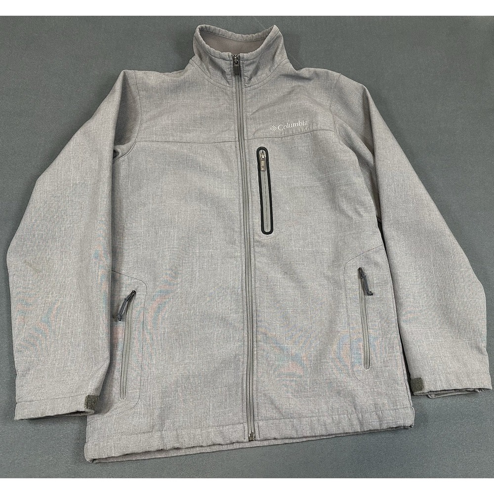 Columbia Softshell Jacket Mens Size Small Gray Hiking Travel